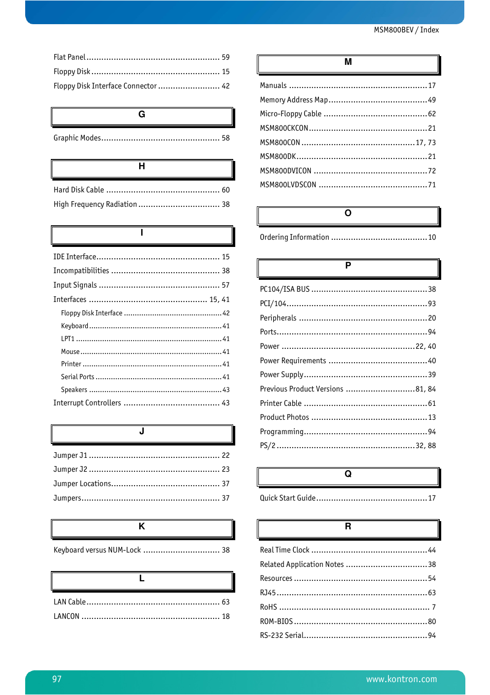 Kontron MSM800BEV User Manual | Page 99 / 101