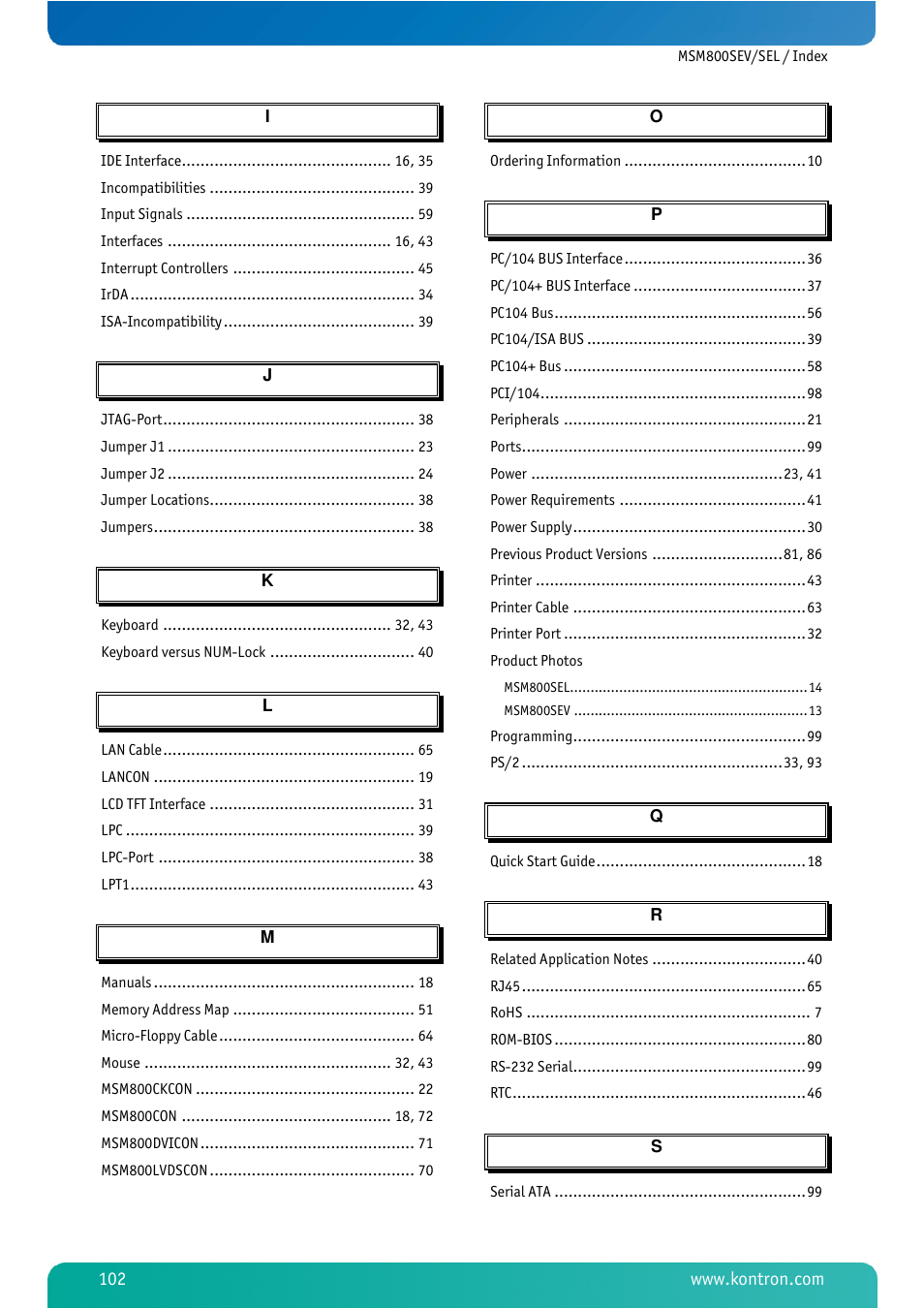 Kontron MSM800SEL User Manual | Page 104 / 106