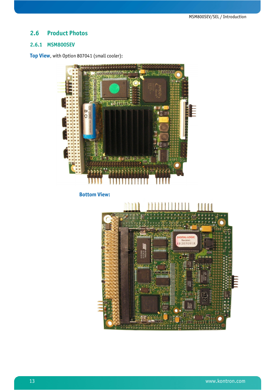 6 product photos, 1 msm800sev, Product photos | Msm800sev | Kontron MSM800SEL User Manual | Page 15 / 106