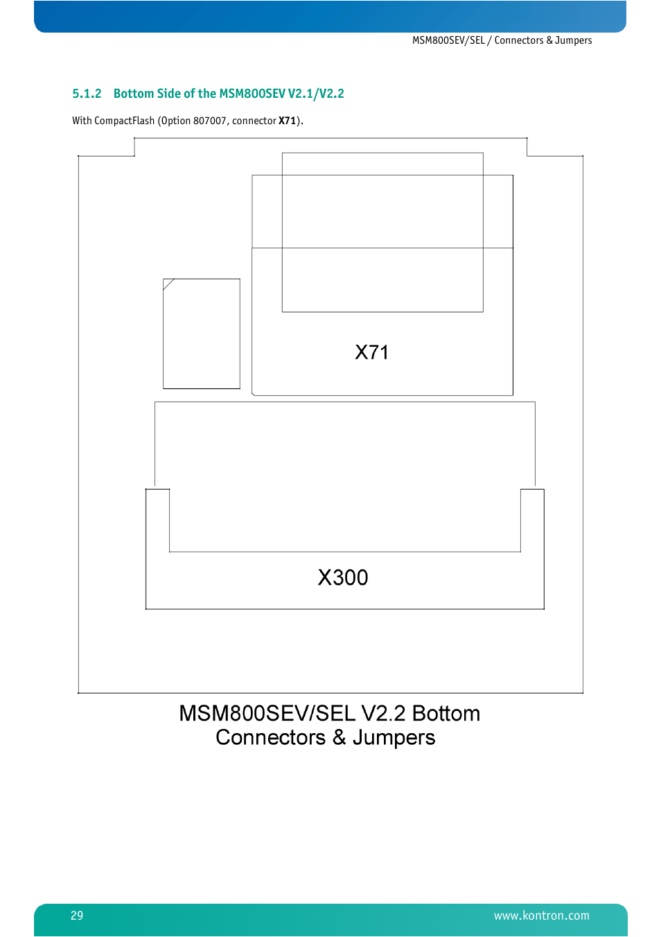 2 bottom side of the msm800sev v2.1/v2.2, Bottom side of the msm800sev v2.1/v2.2 | Kontron MSM800SEL User Manual | Page 31 / 106