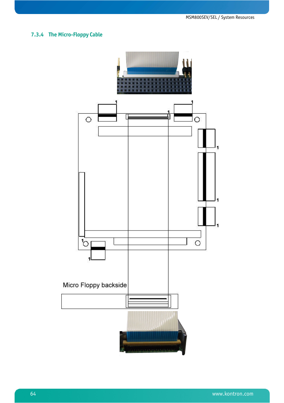 4 the micro-floppy cable, The micro-floppy cable | Kontron MSM800SEL User Manual | Page 66 / 106