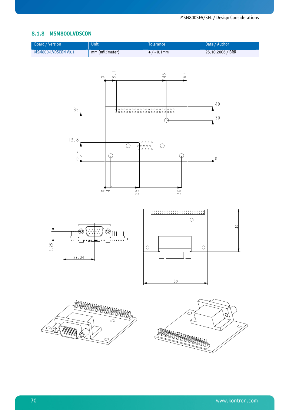 8 msm800lvdscon, Msm800lvdscon | Kontron MSM800SEL User Manual | Page 72 / 106