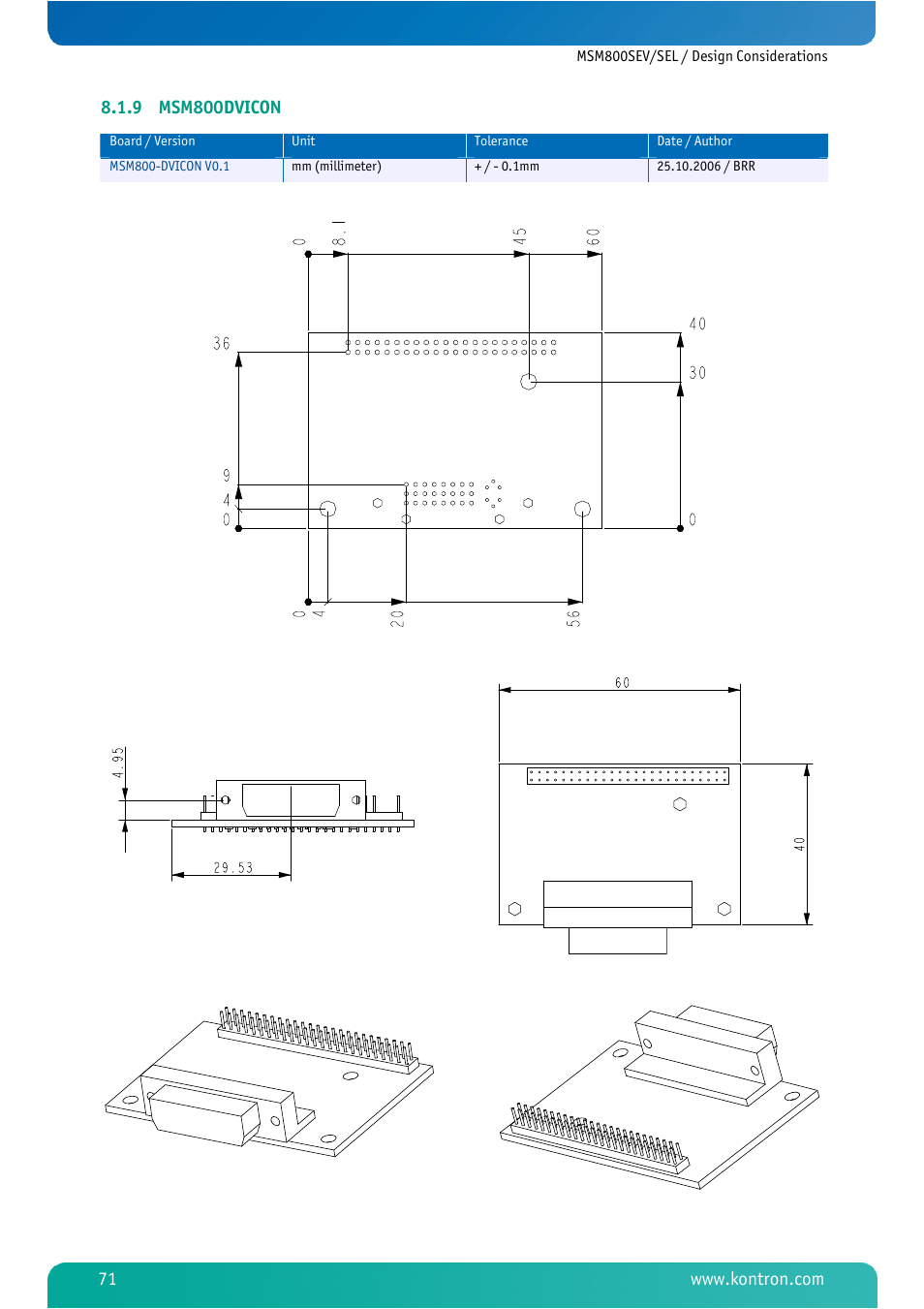 9 msm800dvicon, Msm800dvicon | Kontron MSM800SEL User Manual | Page 73 / 106