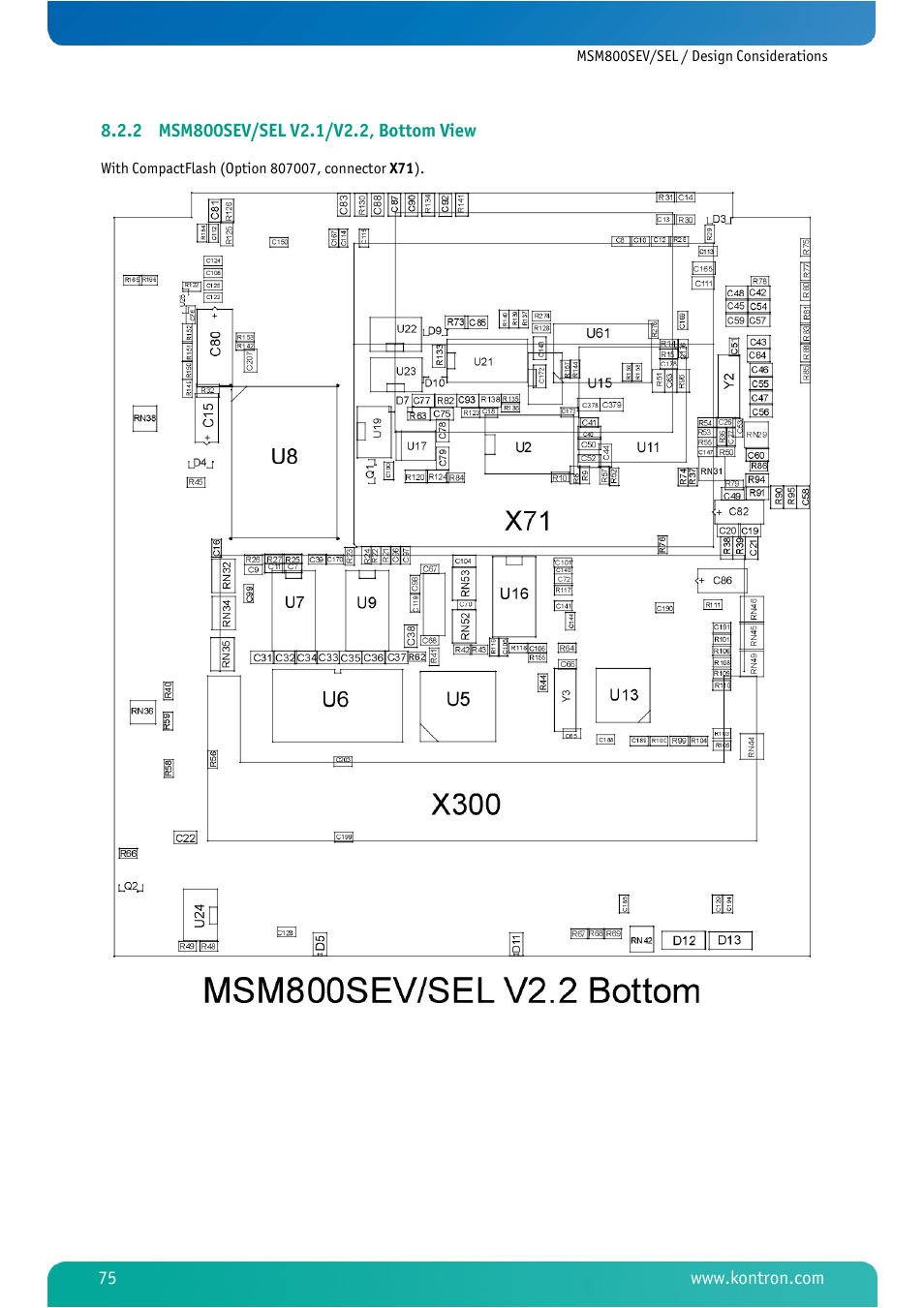2 msm800sev/sel v2.1/v2.2, bottom view, Msm800sev/sel v2.1/v2.2, bottom view | Kontron MSM800SEL User Manual | Page 77 / 106