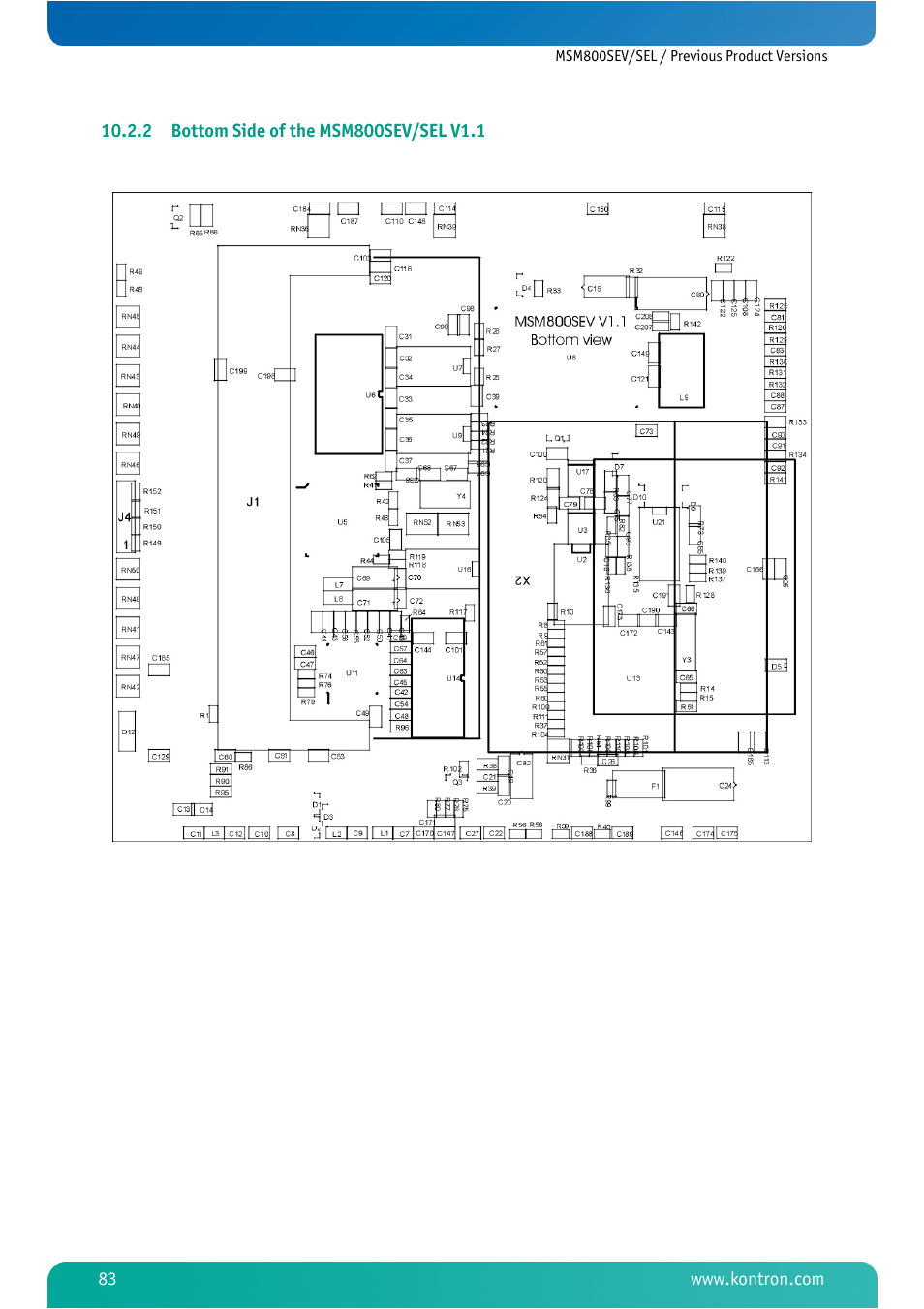 2 bottom side of the msm800sev/sel v1.1, Bottom side of the msm800sev/sel v1.1 | Kontron MSM800SEL User Manual | Page 85 / 106