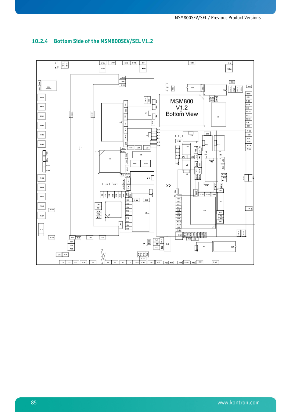 4 bottom side of the msm800sev/sel v1.2, Bottom side of the msm800sev/sel v1.2 | Kontron MSM800SEL User Manual | Page 87 / 106