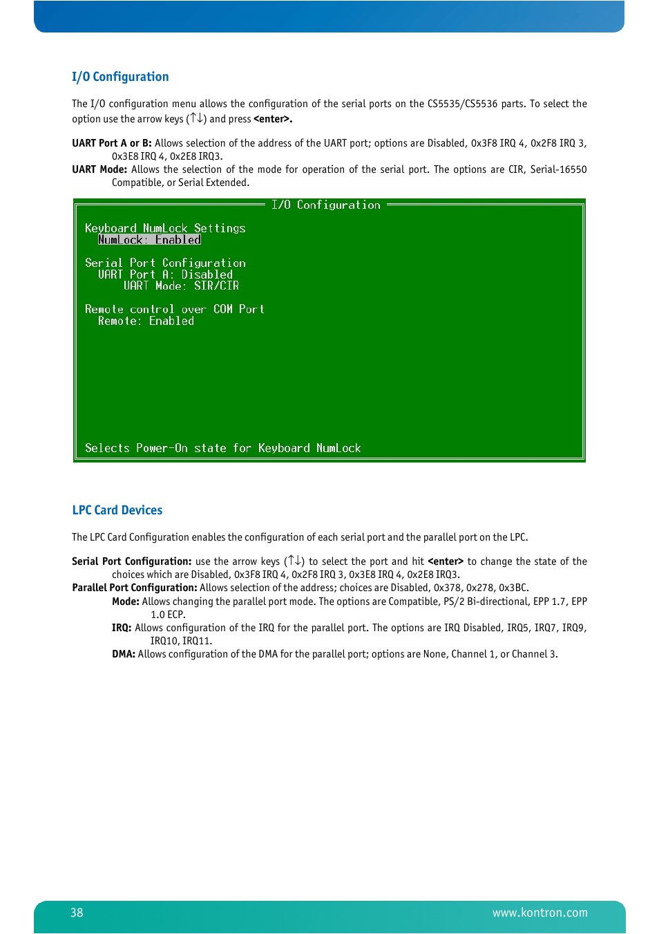 Lpc card devices | Kontron MSM800BEV V101 BIOS User Manual | Page 40 / 58