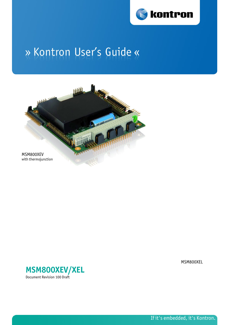 Kontron MSM800XEL User Manual | 105 pages