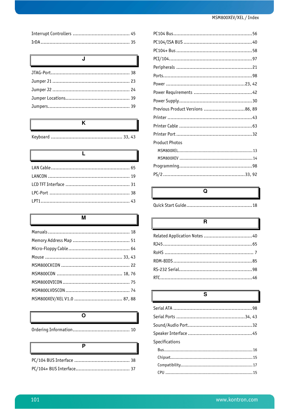 Kontron MSM800XEL User Manual | Page 103 / 105