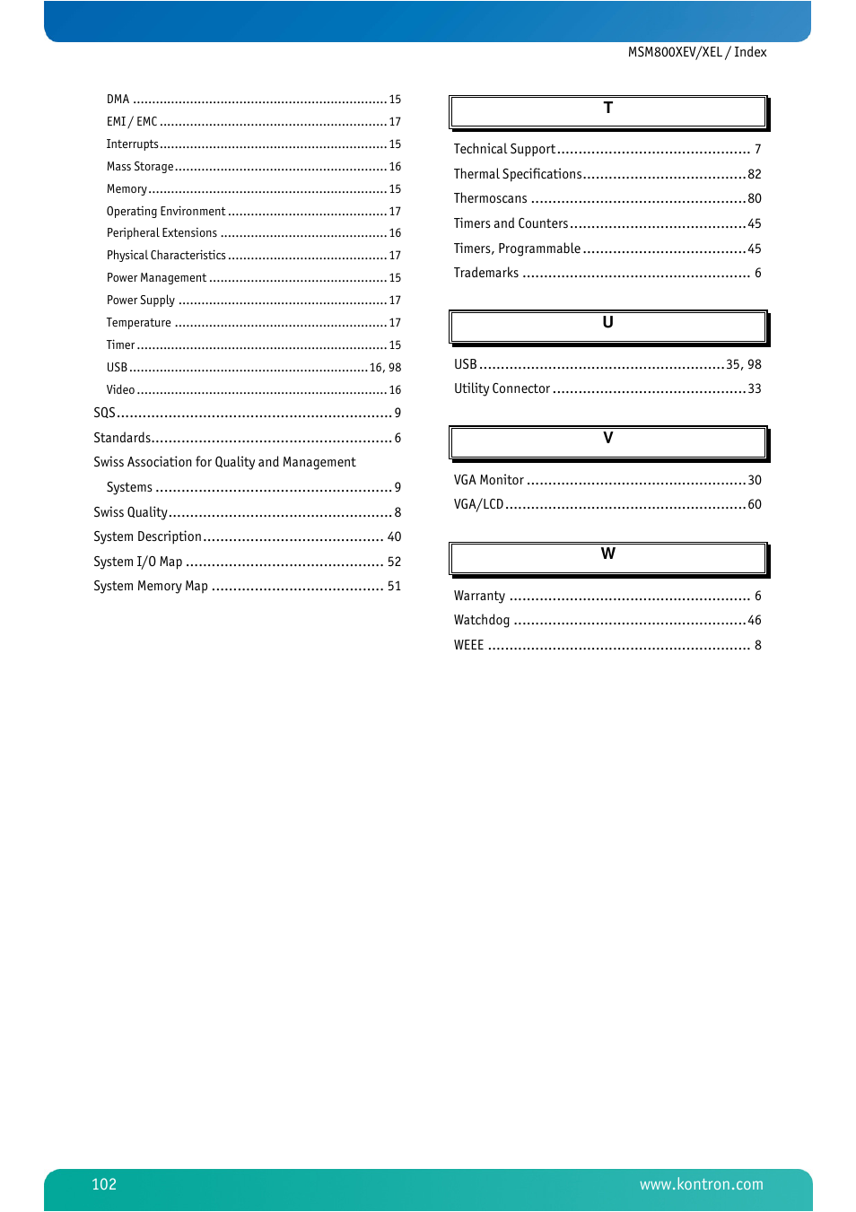 Kontron MSM800XEL User Manual | Page 104 / 105