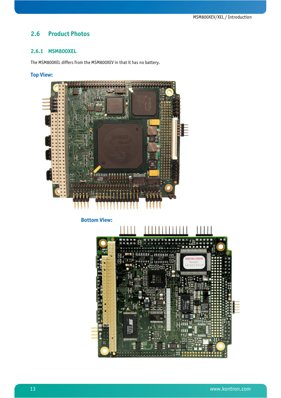 6 product photos, 1 msm800xel, Product photos | Msm800xel | Kontron MSM800XEL User Manual | Page 15 / 105
