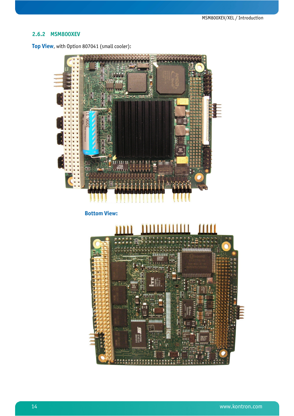 2 msm800xev, Msm800xev | Kontron MSM800XEL User Manual | Page 16 / 105