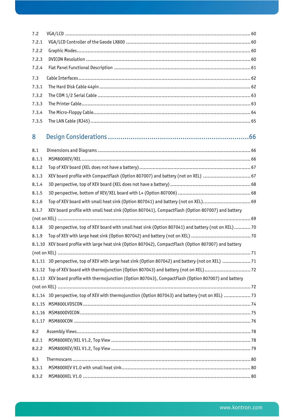 Design considerations | Kontron MSM800XEL User Manual | Page 6 / 105