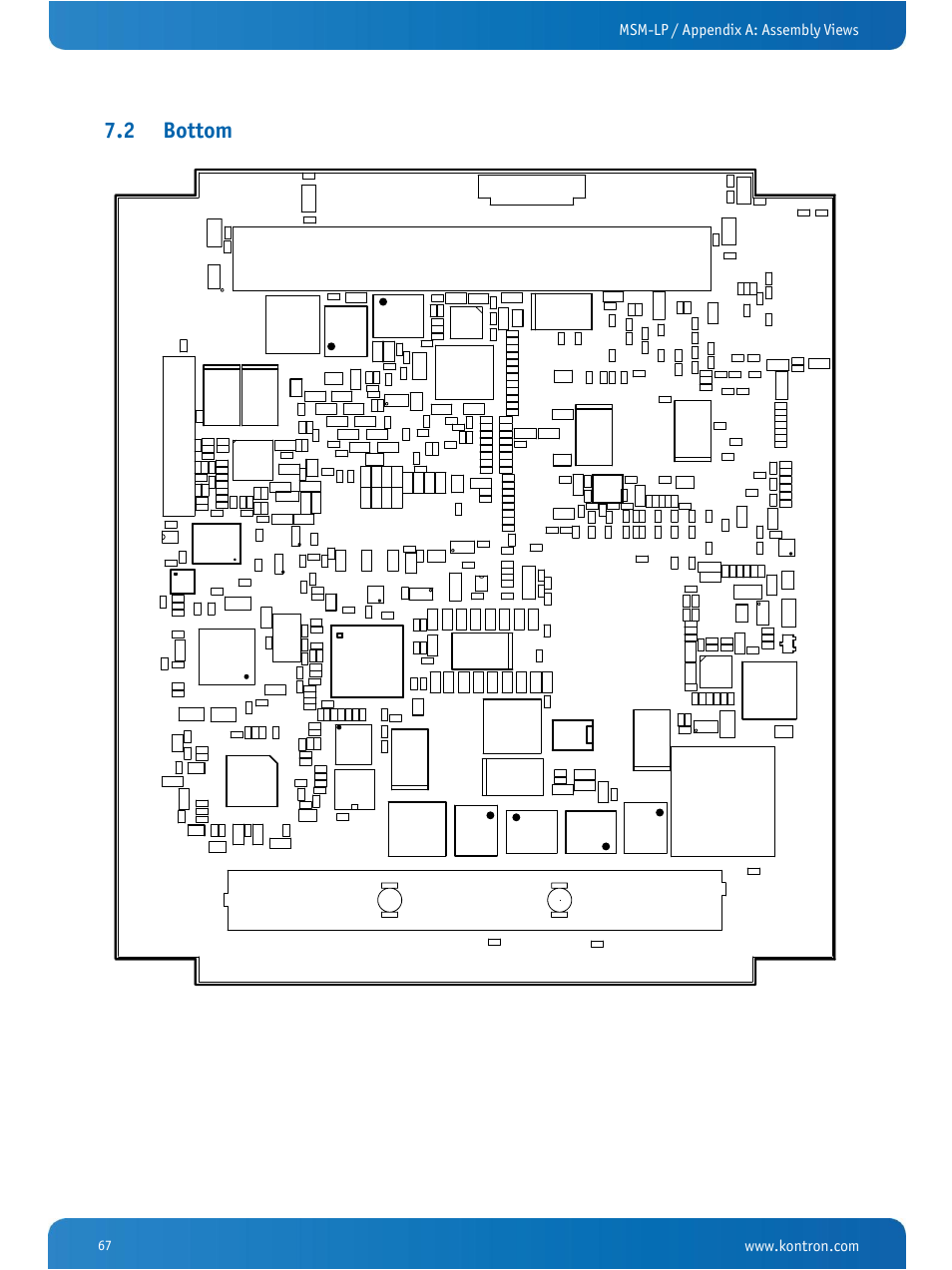 Bottom, 2 bottom, Msm-lp / appendix a: assembly views | X 3 4, C 1 5 7, R n 1, X 1 2, C 3 9 6, C 2 2 1, U 2 7 | Kontron MSM-LP Manual User Guide V106 User Manual | Page 71 / 72