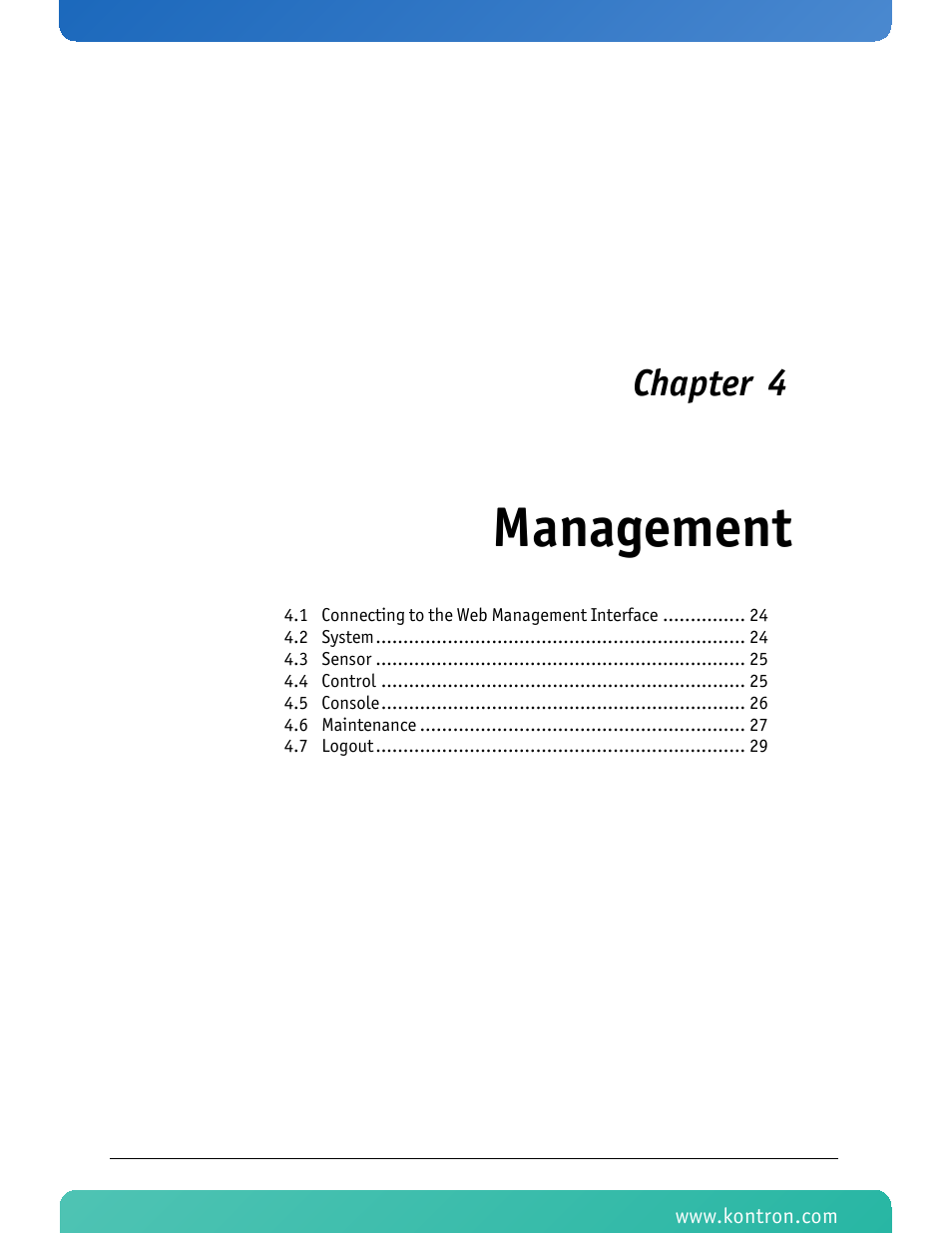 Management, Chapter 4 | Kontron KTC5520-EATX User Manual | Page 39 / 115