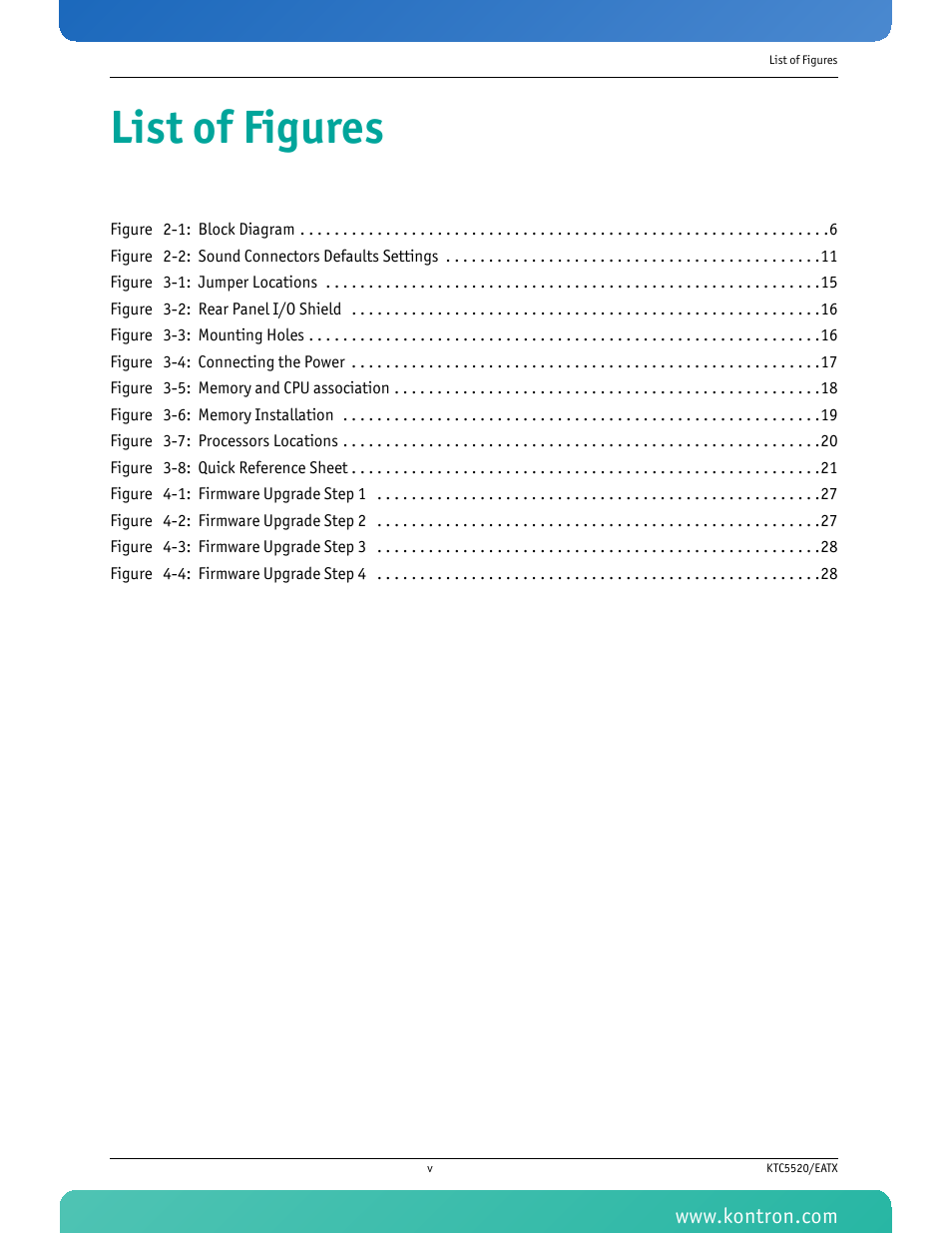 List of figures | Kontron KTC5520-EATX User Manual | Page 6 / 115