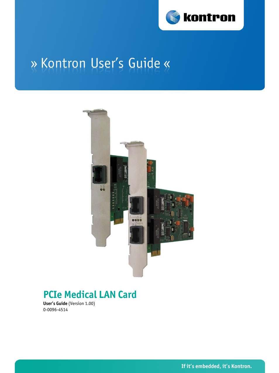 Kontron PCIe Medical LAN Card User Manual | 22 pages