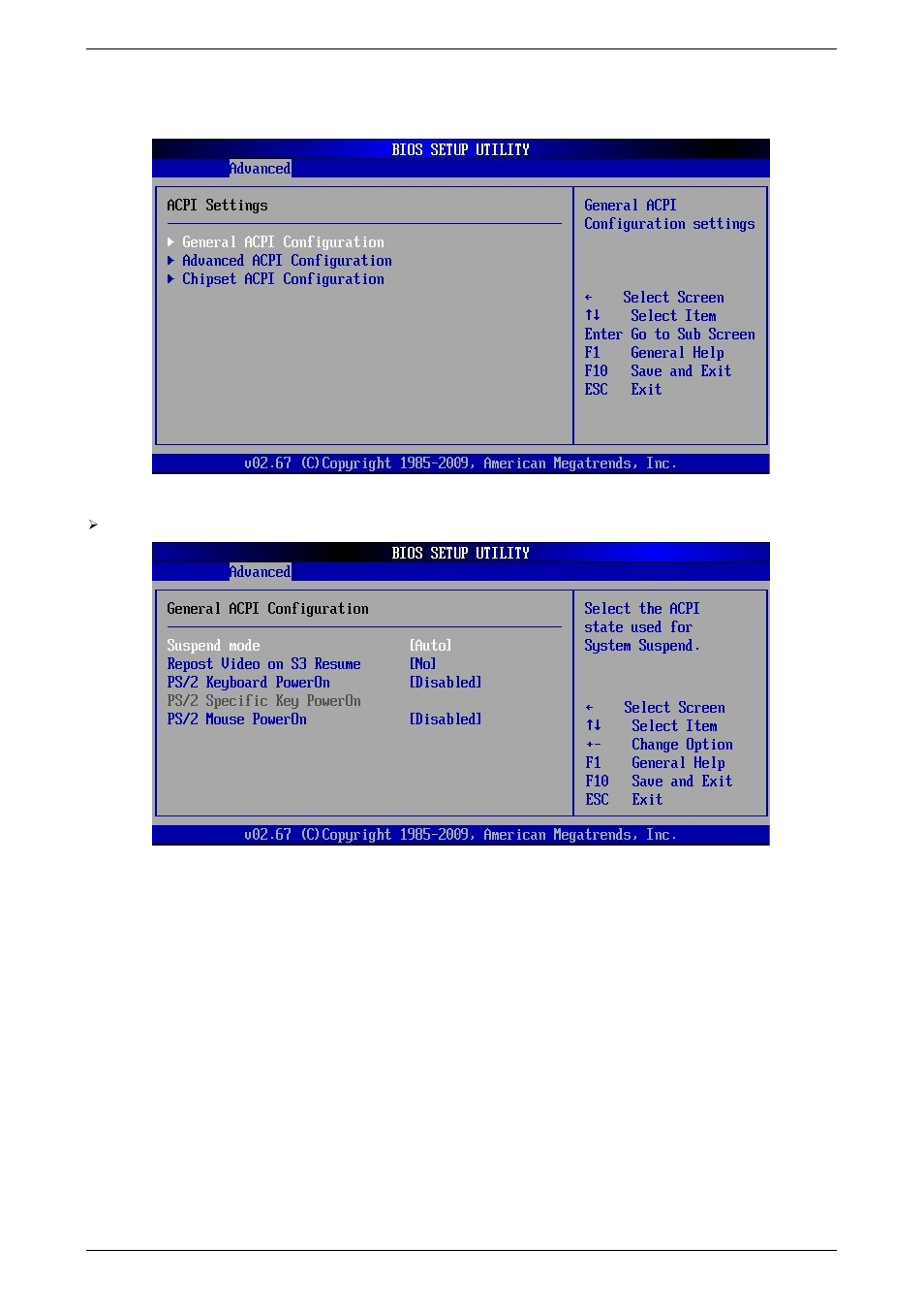 Acpi configuration | Kontron PCI-760 User Manual | Page 58 / 84