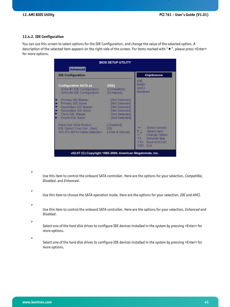 Ide configuration | Kontron PCI-761 User Manual | Page 43 / 86