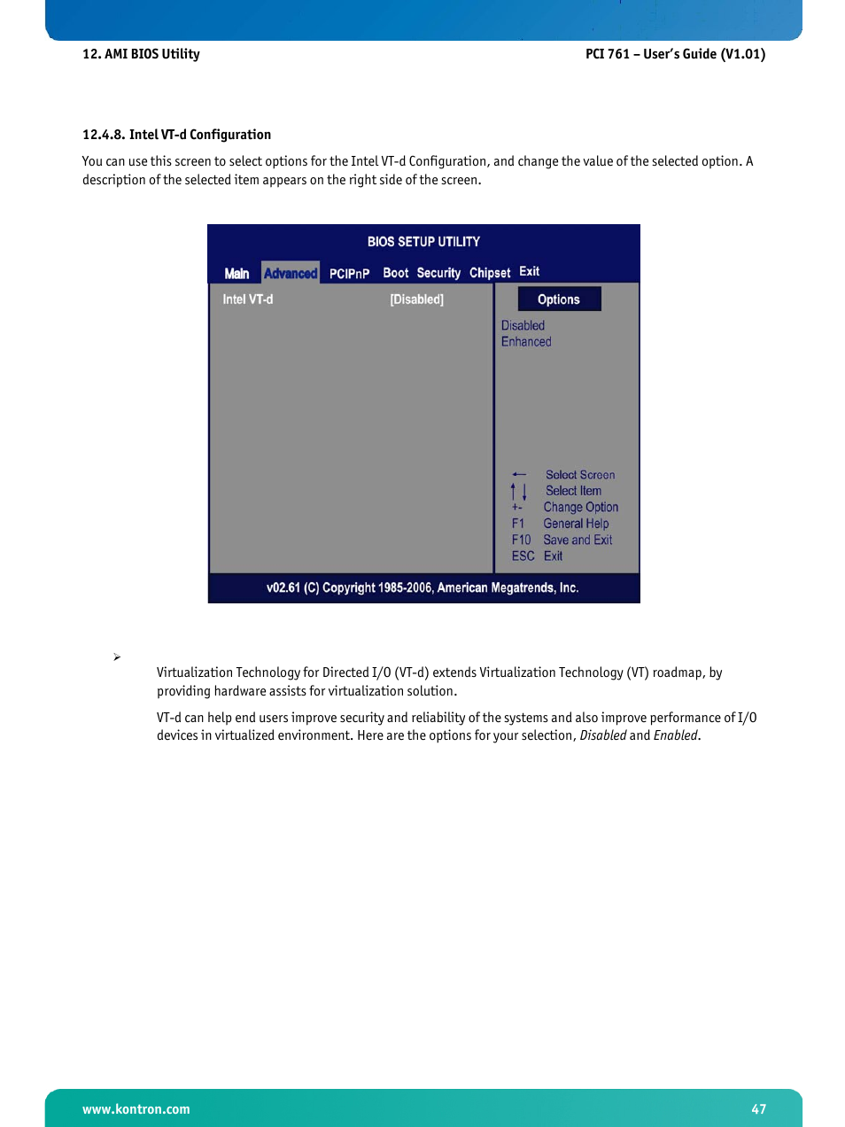 Intel vt-d configuration | Kontron PCI-761 User Manual | Page 49 / 86