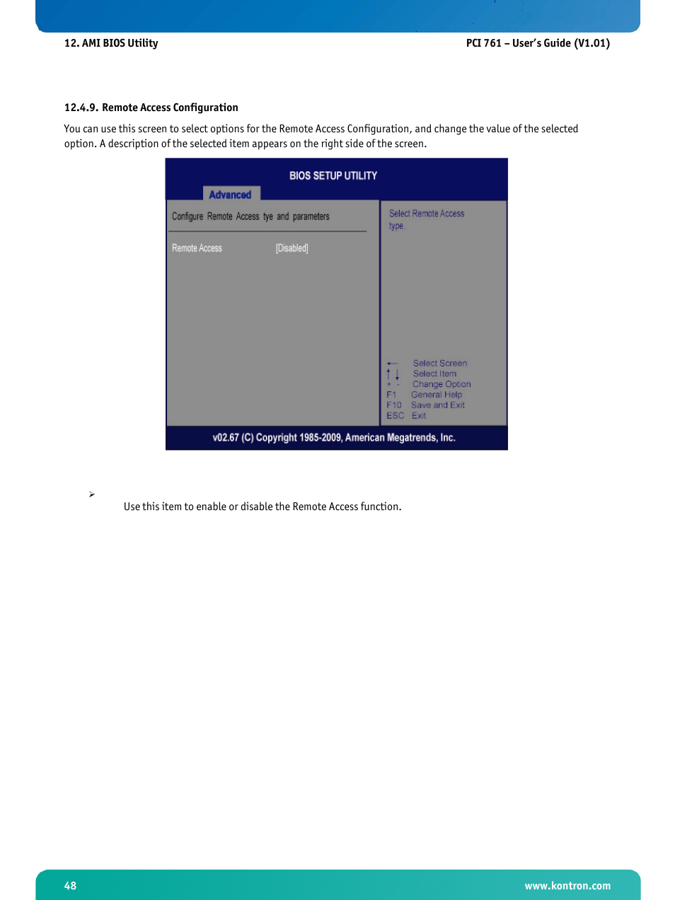 Remote access configuration | Kontron PCI-761 User Manual | Page 50 / 86
