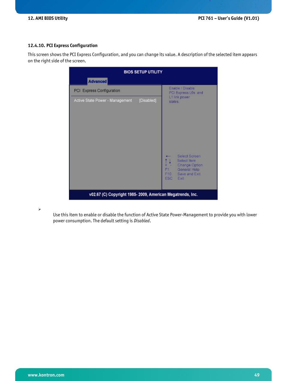 Pci express configuration | Kontron PCI-761 User Manual | Page 51 / 86