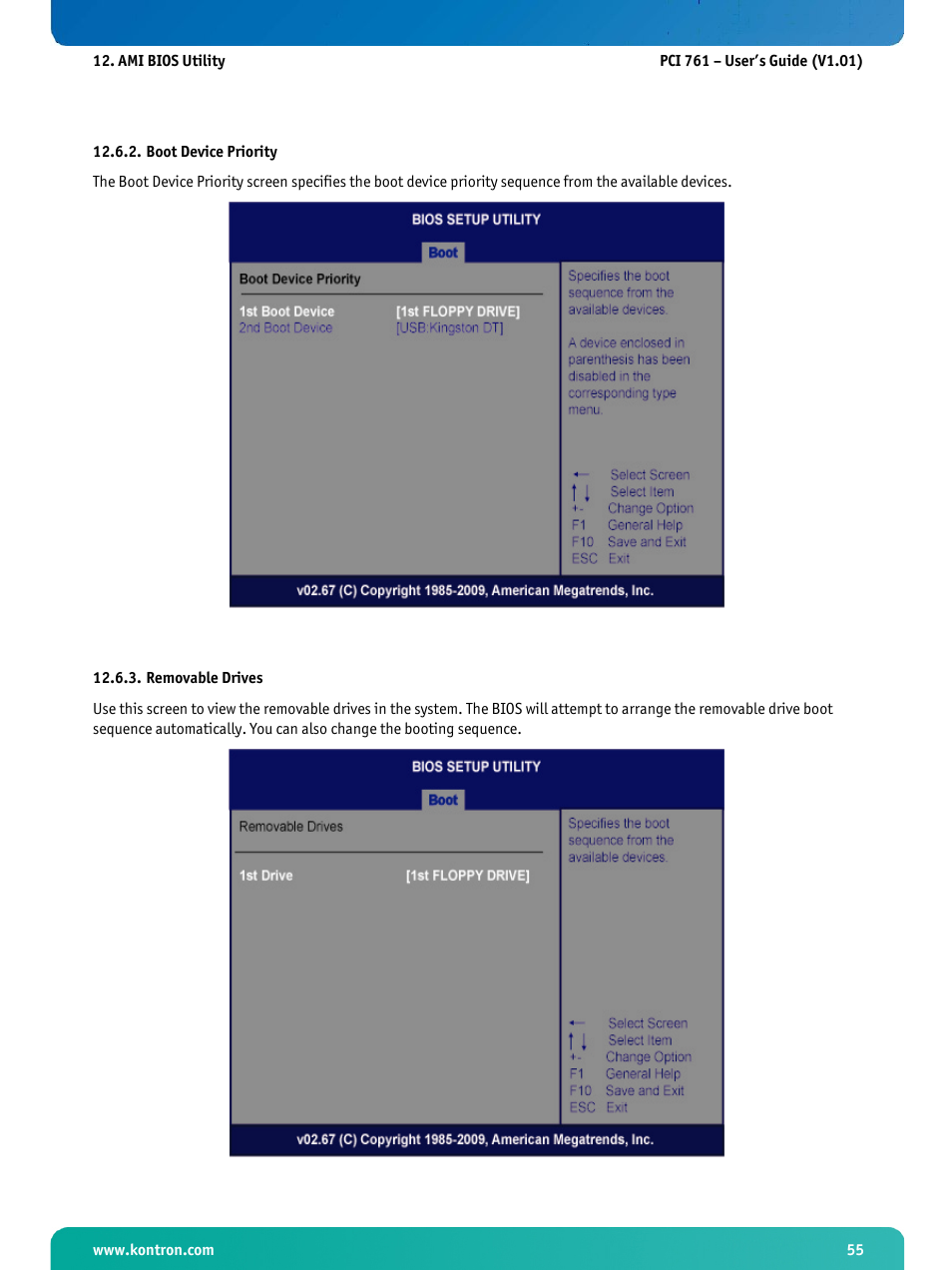Boot device priority, Removable drives | Kontron PCI-761 User Manual | Page 57 / 86