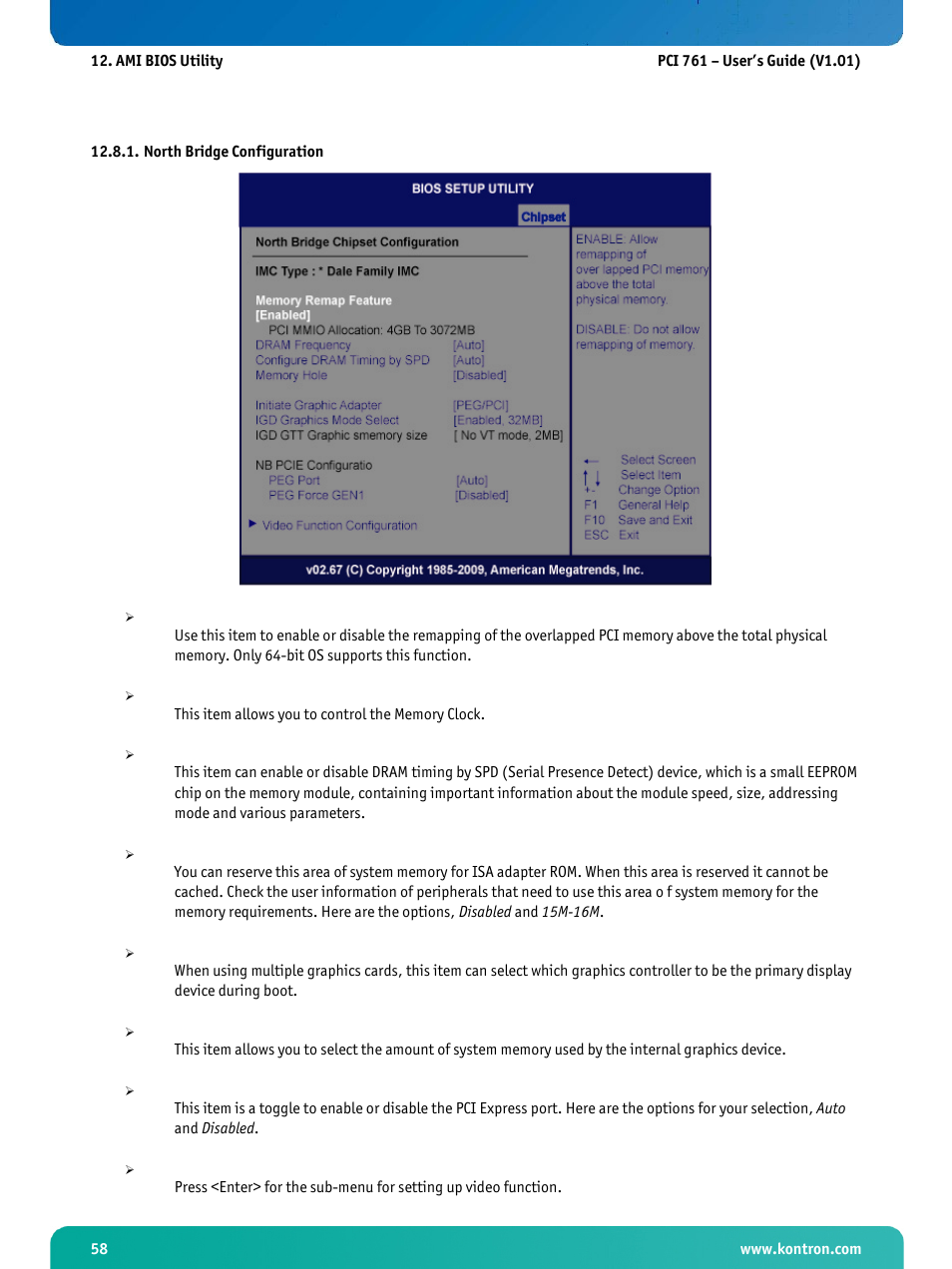 North bridge configuration | Kontron PCI-761 User Manual | Page 60 / 86