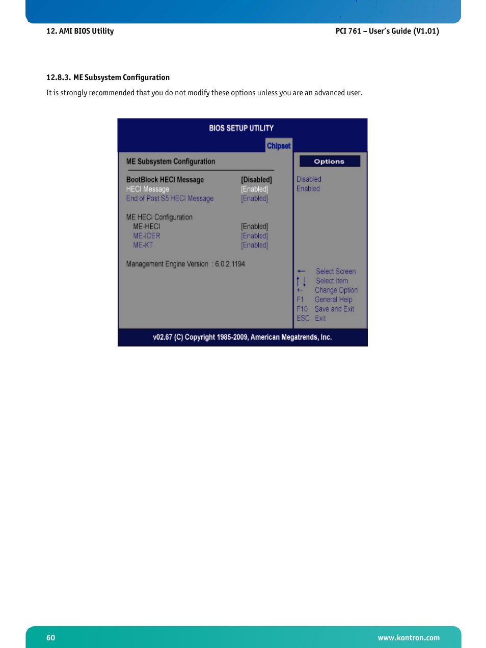 Me subsystem configuration | Kontron PCI-761 User Manual | Page 62 / 86