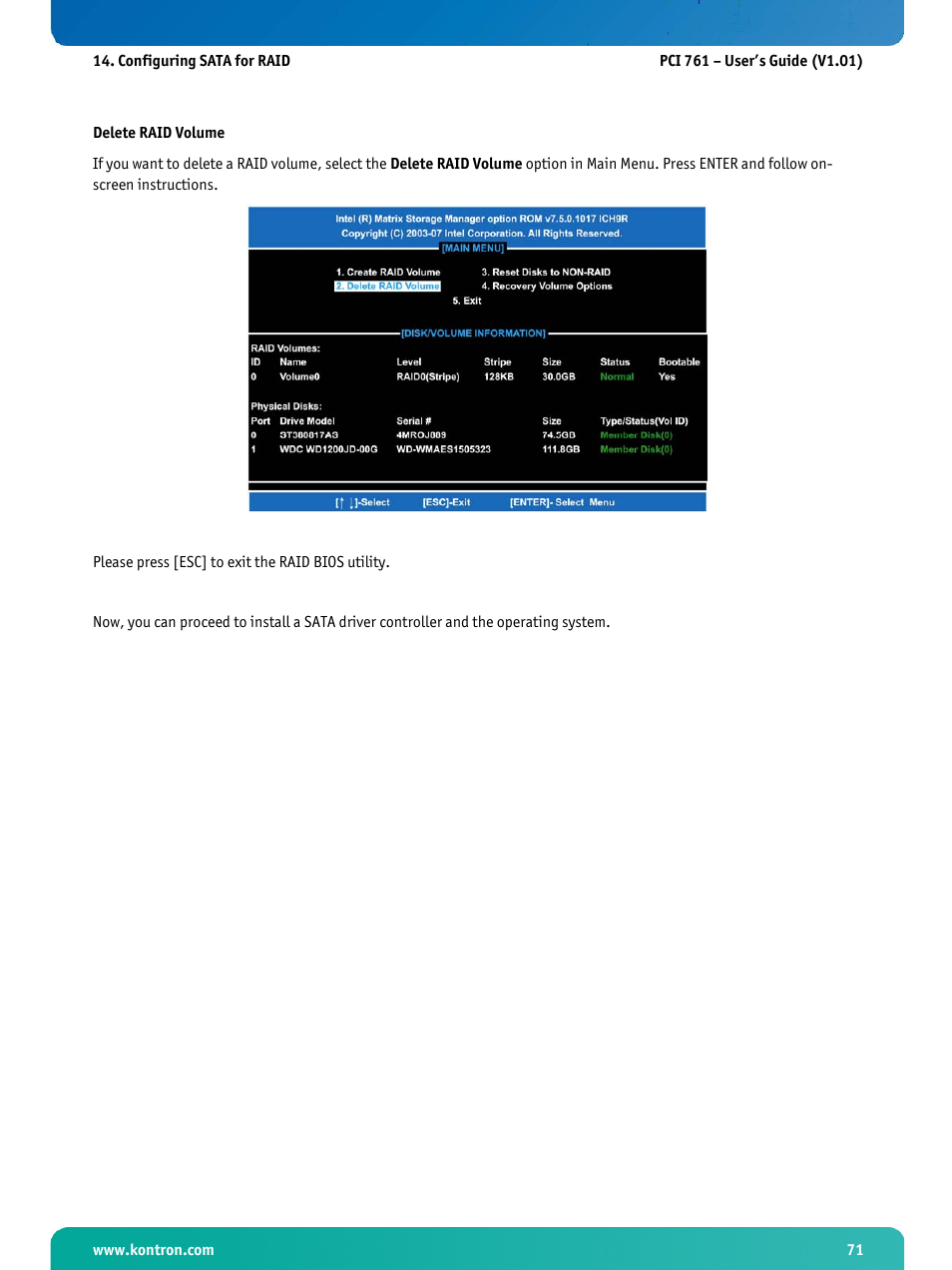 Kontron PCI-761 User Manual | Page 73 / 86