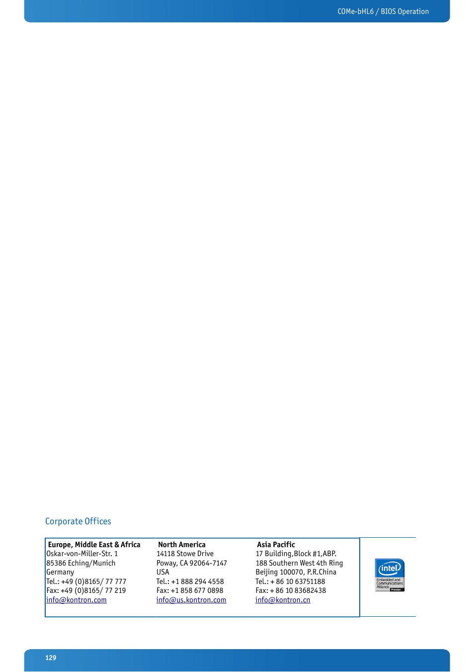 Kontron COMe-bHL6 User Manual | Page 129 / 129