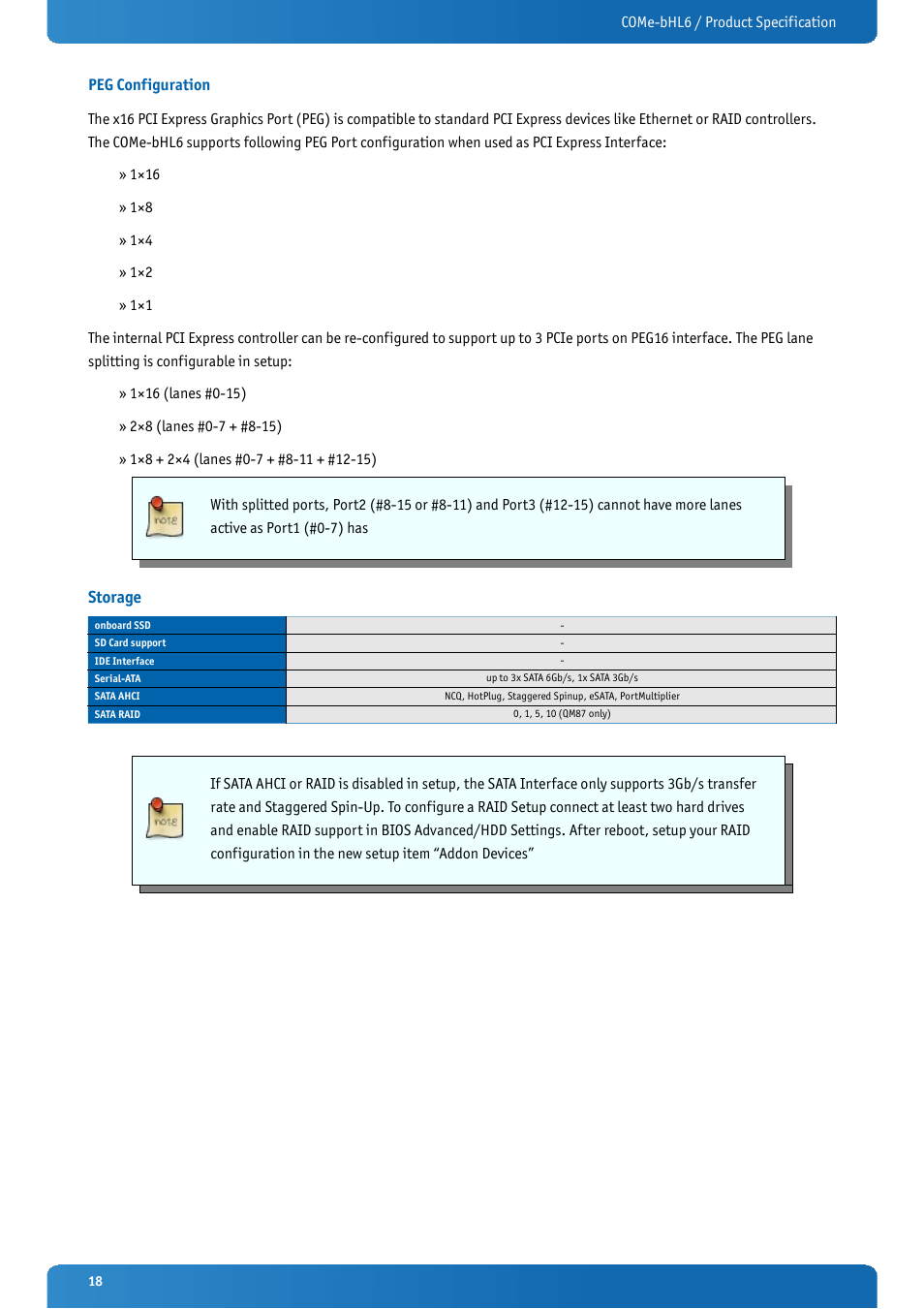 Peg configuration, Storage | Kontron COMe-bHL6 User Manual | Page 18 / 129