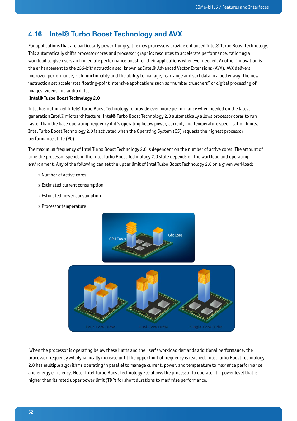 16 intel® turbo boost technology and avx, Intel® turbo boost technology and avx | Kontron COMe-bHL6 User Manual | Page 52 / 129