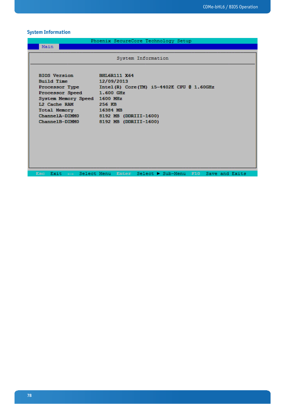 System information | Kontron COMe-bHL6 User Manual | Page 78 / 129