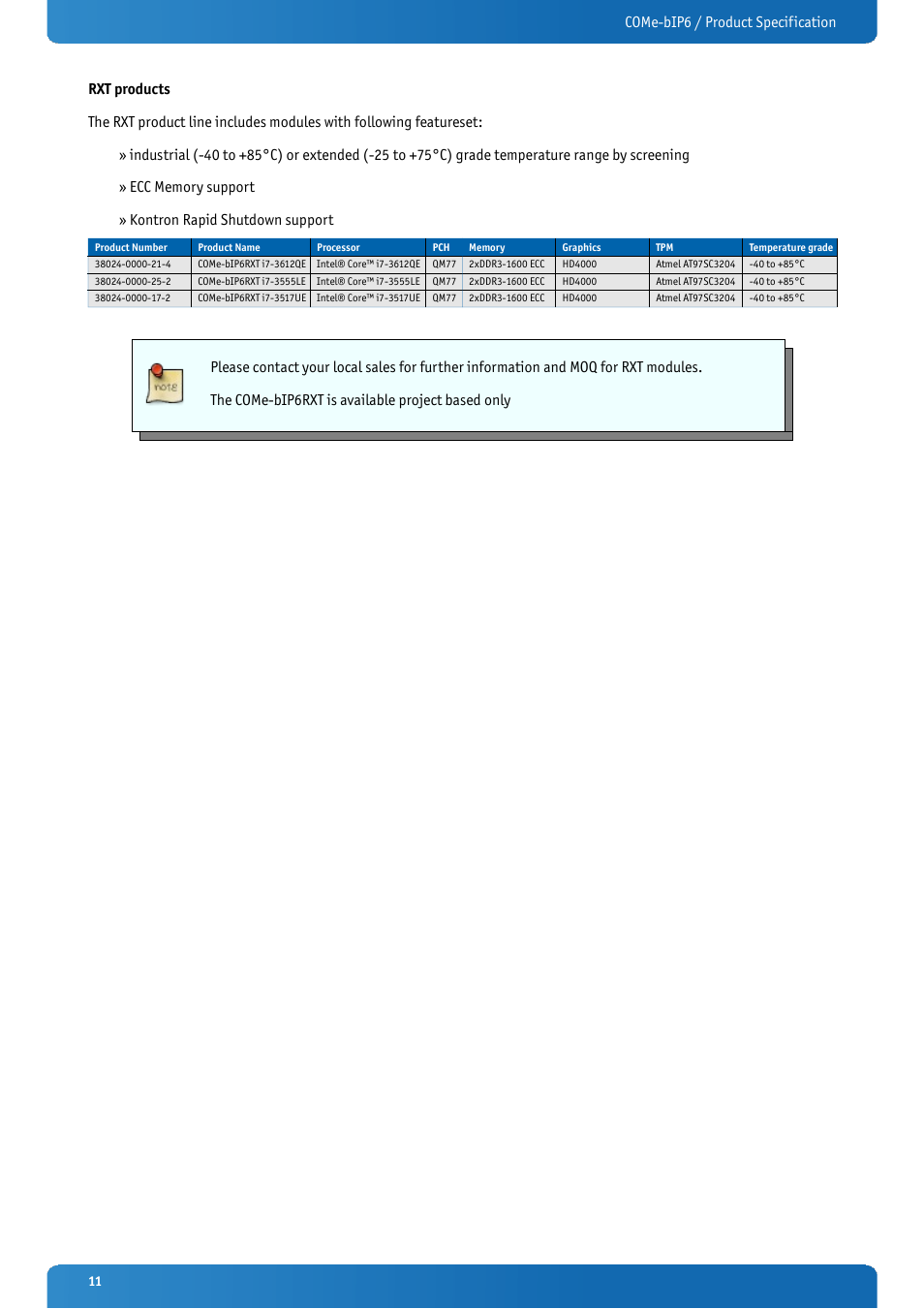 Kontron COMe-bIP6 User Manual | Page 11 / 133