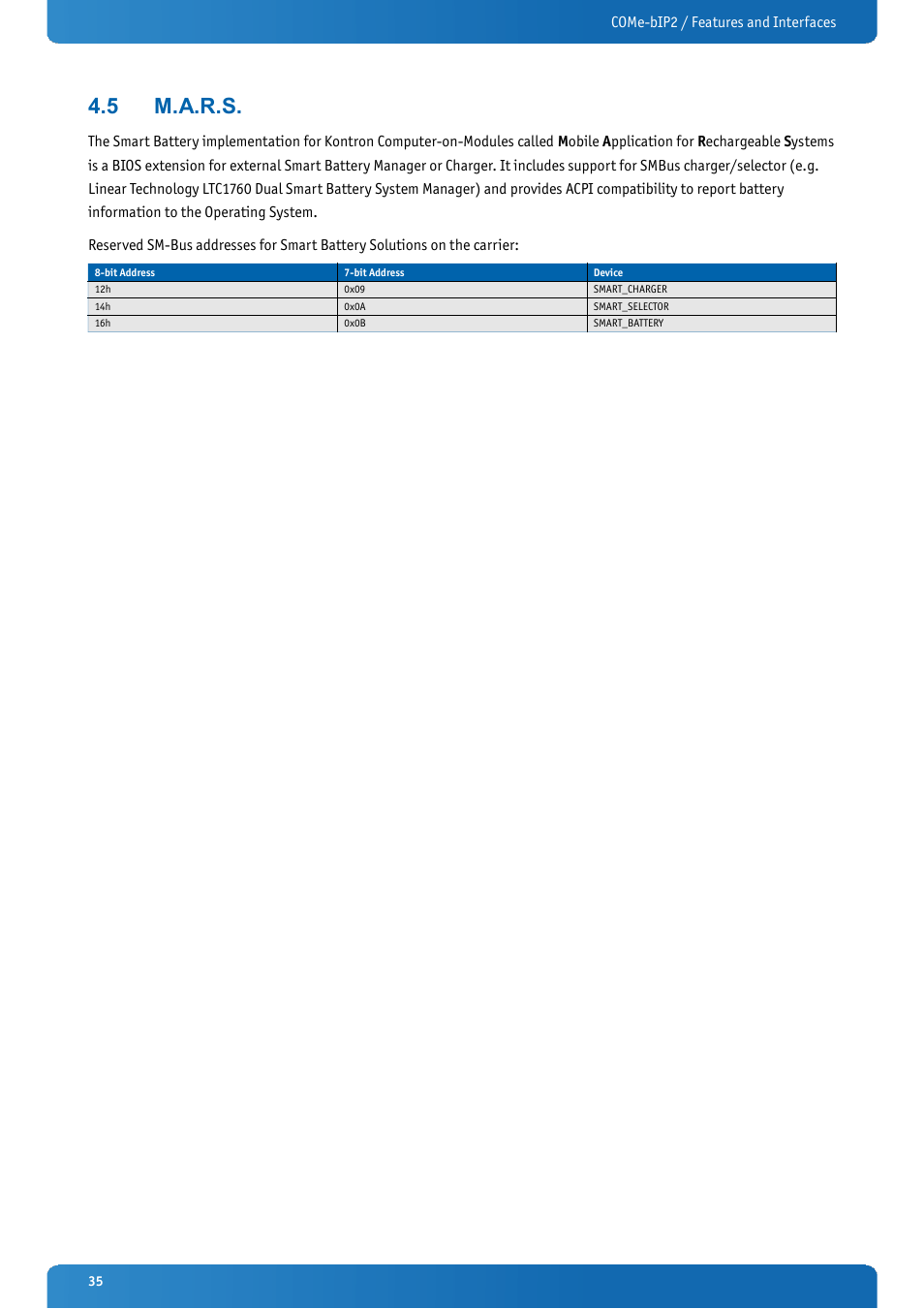 5 m.a.r.s, M.a.r.s | Kontron COMe-bIP2 User Manual | Page 35 / 128