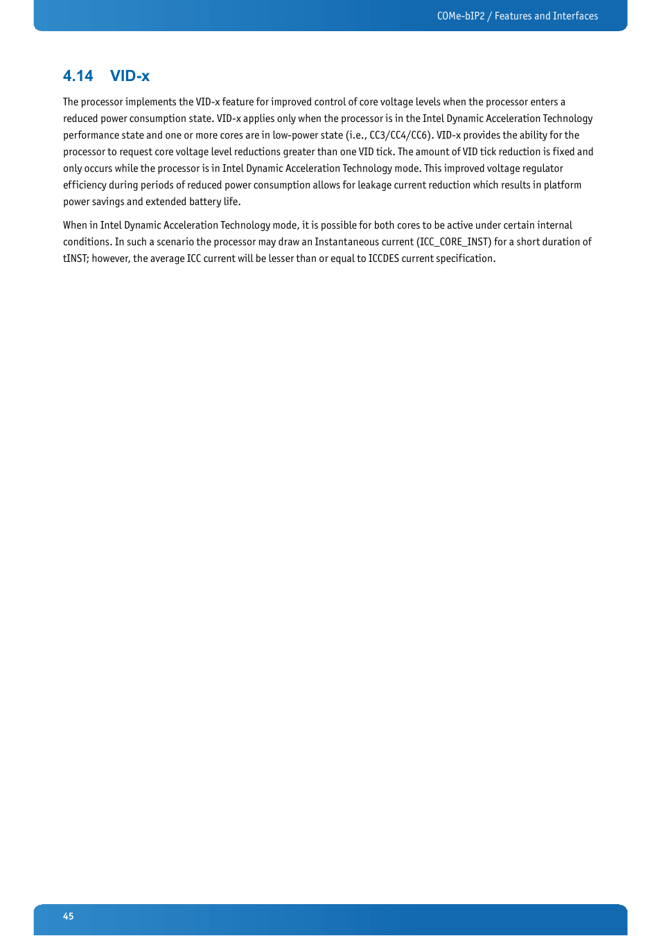 14 vid-x, Vid-x | Kontron COMe-bIP2 User Manual | Page 45 / 128