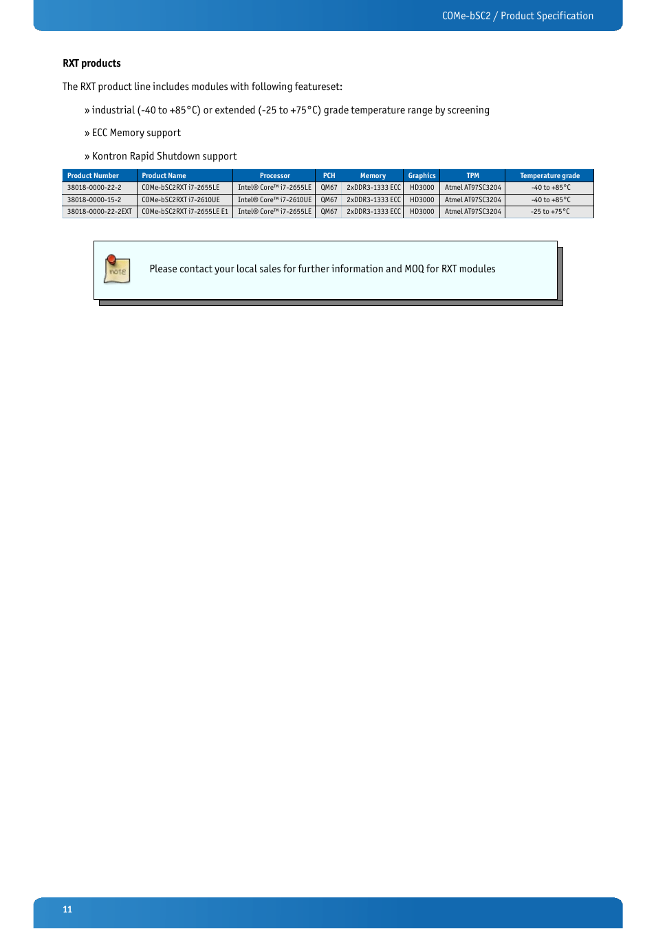 Kontron COMe-bSC2 User Manual | Page 11 / 125