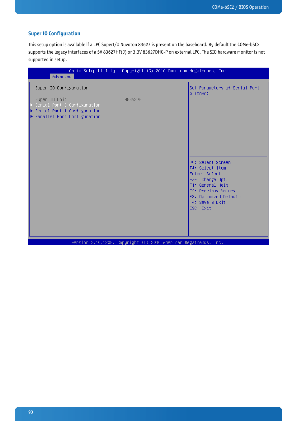 Super io configuration | Kontron COMe-bSC2 User Manual | Page 93 / 125