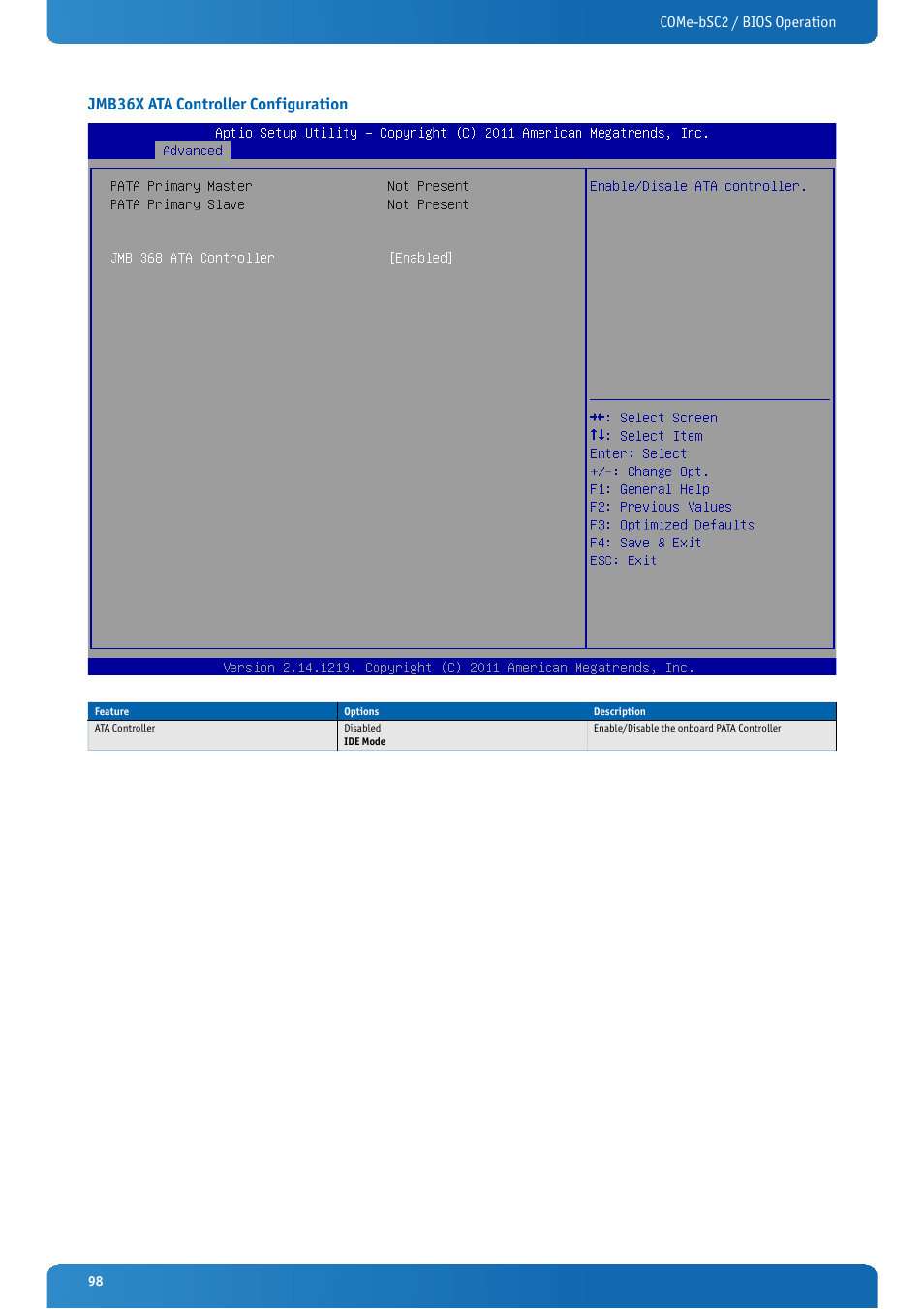 Jmb36x ata controller configuration | Kontron COMe-bSC2 User Manual | Page 98 / 125