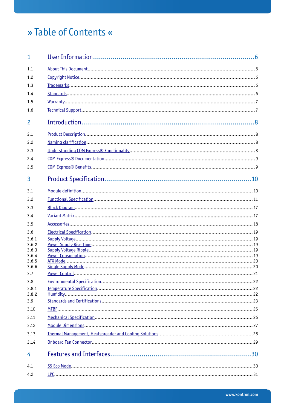 Kontron COMe-bSC6 User Manual | Page 3 / 117