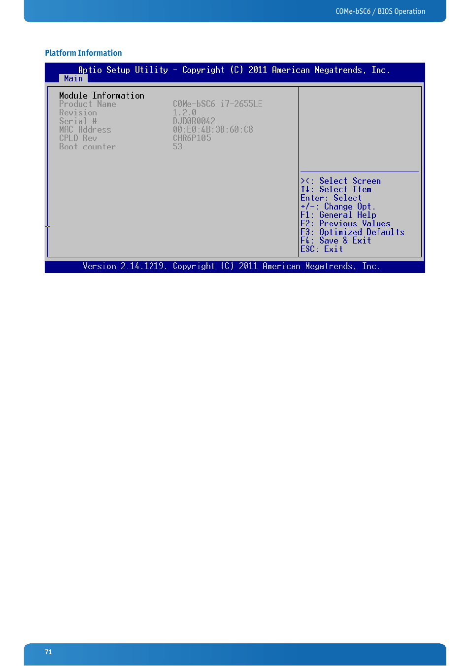 Platform information | Kontron COMe-bSC6 User Manual | Page 71 / 117