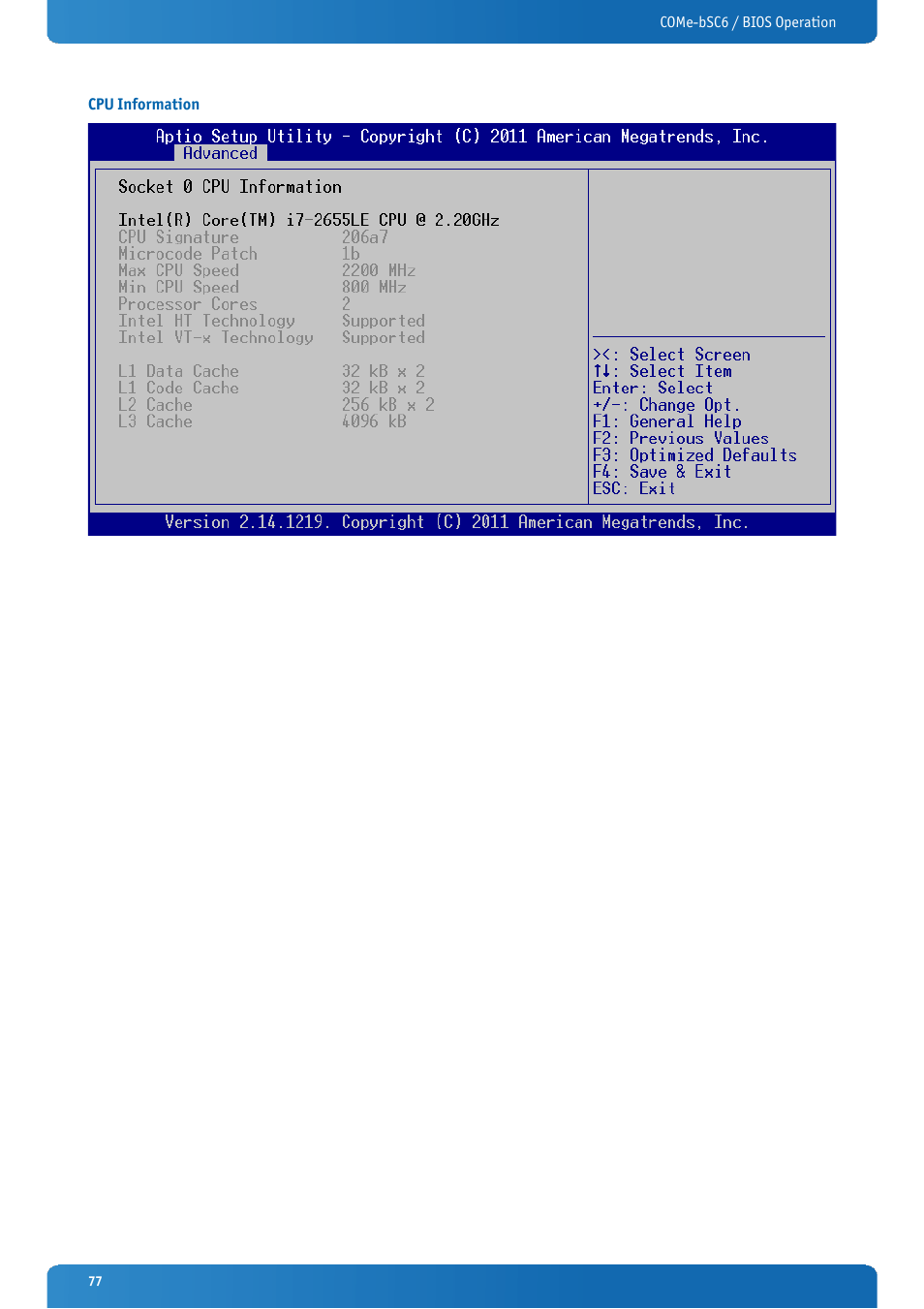 Cpu information | Kontron COMe-bSC6 User Manual | Page 77 / 117