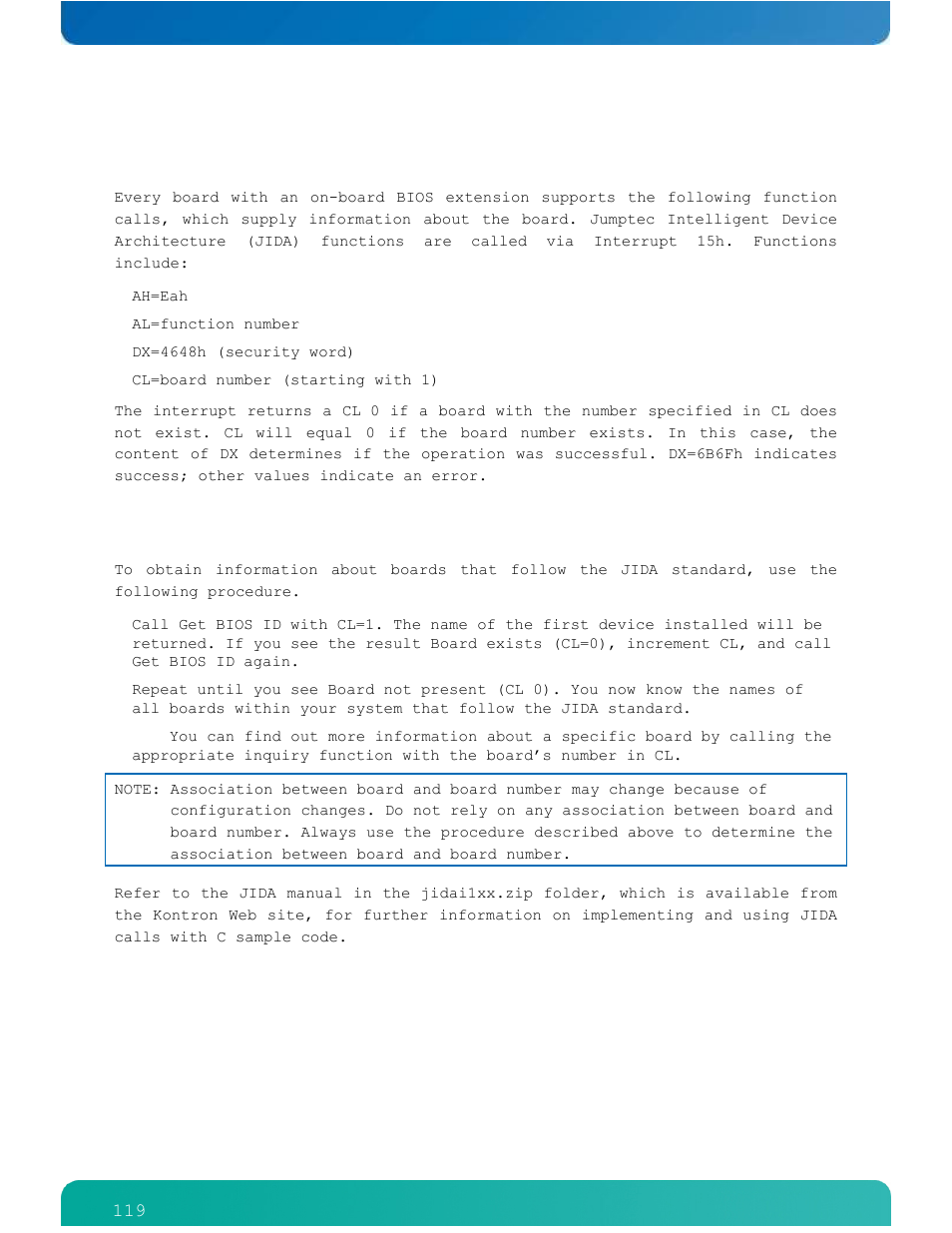 9appendix a: jida standard, 1 jida information | Kontron ETXexpress-AI User Manual | Page 124 / 129