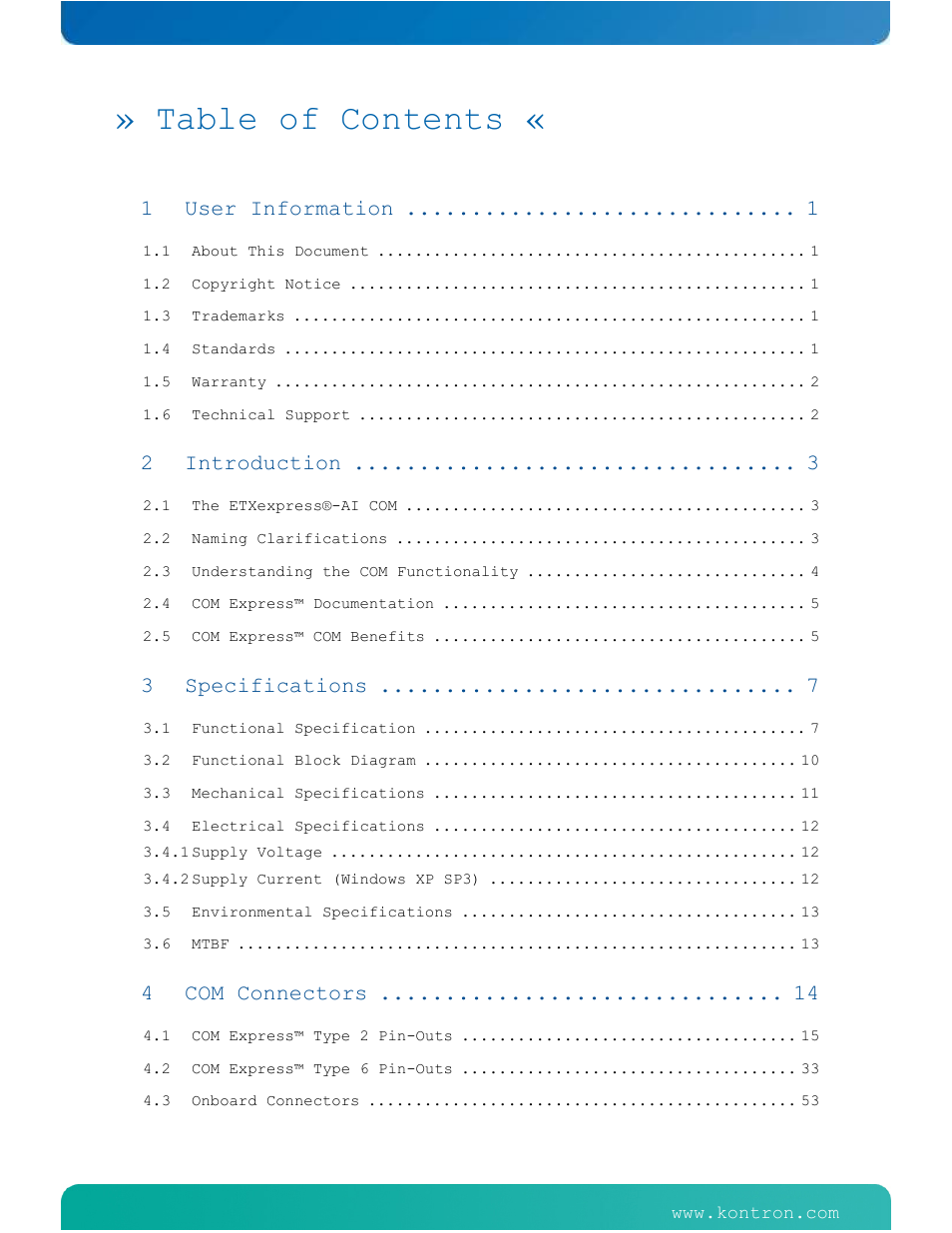 Kontron ETXexpress-AI User Manual | Page 3 / 129