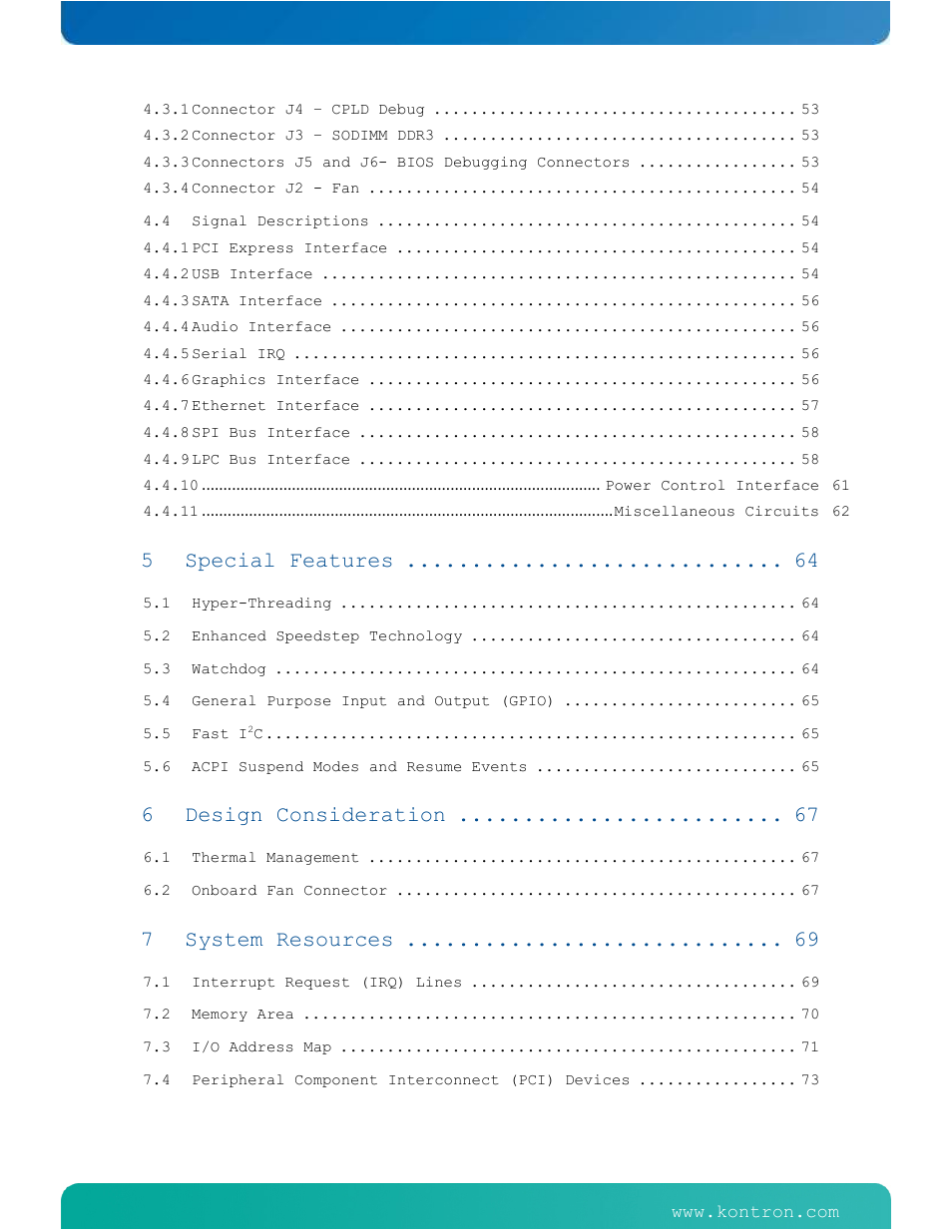 Special features, Design consideration, System resources | Kontron ETXexpress-AI User Manual | Page 4 / 129