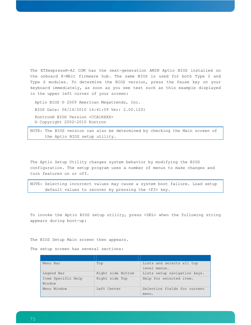 8bios operation, 1 determining the bios version, 2 setup guide | Kontron ETXexpress-AI User Manual | Page 80 / 129