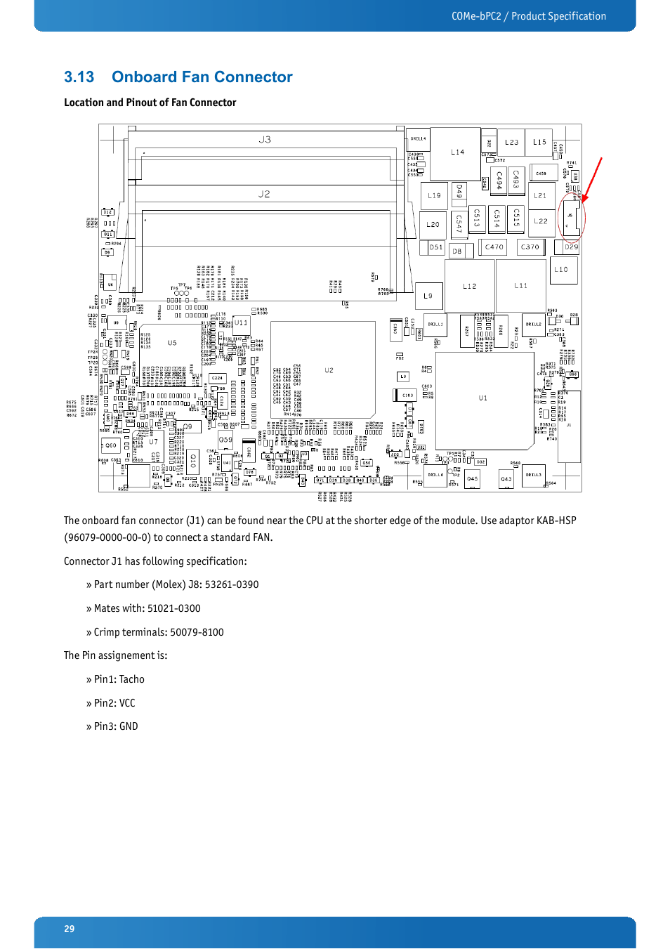 13 onboard fan connector, Onboard fan connector | Kontron COMe-bPC2 User Manual | Page 29 / 115