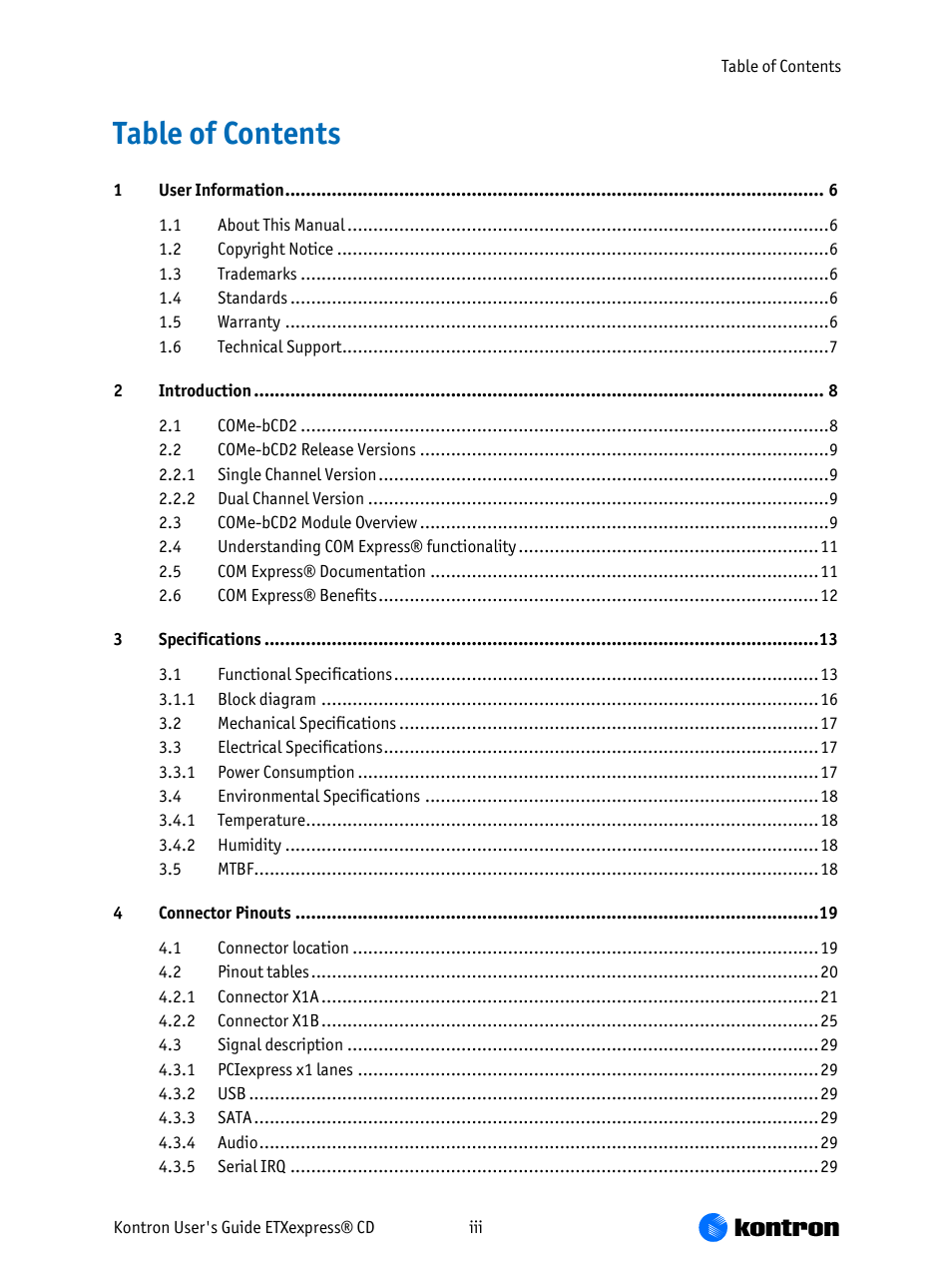 Kontron COMe-bCD2 User Manual | Page 3 / 80