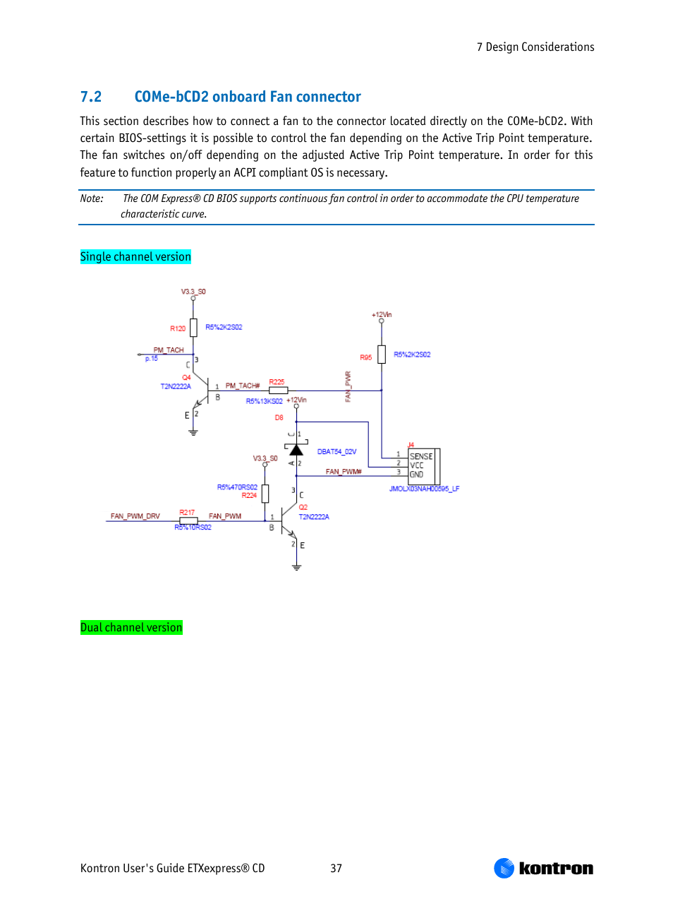 Come-bcd2 onboard fan connector, 2 come-bcd2 onboard fan connector | Kontron COMe-bCD2 User Manual | Page 37 / 80